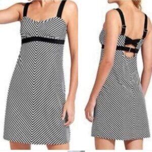 Athleta Swim Dress Stripe Pura Black White 36 B/C